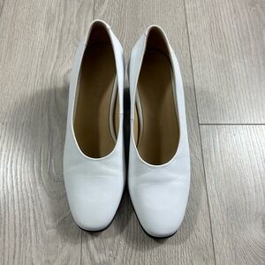 Frank & Oak White Leather Block Heels